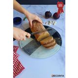Kanallı Cam Kesme Tahtası - Cam Kesme Tablası | Hibrit Mermer | Çap32cm | Patentli Ürün