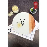 Kanallı Cam Kesme Tahtası - Cam Kesme Tablası | Kenarı Ahşap Desenli | Çap32cm | Patentli Ürün
