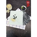 Kanallı Cam Kesme Tahtası - Cam Kesme Tablası | Ornament Beyaz Fon - Kenarı Oval | 25cm x 35cm | Patentli Ürün