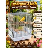 Kanarya Ve Üretim Kafesi Krom (40 X 38 X 23 Cm – 3 Kapılı, Camlı, Havuz Ve Sürgülü Altlıklı, 3 Ahşap Tünekli Ve 4 Yemlikli Kuş Kafesi)