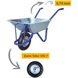 Kanat Adalı Galvanizli Demonte El Arabası Tüplas Burçlu Teker 0.70 mm Sac - Şişme 350-7 Ebat Teker
