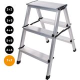 Kanat Çift Taraflı Alüminyum Twin Katlanabilir Çok Amaçlı Merdiven 7+7 Basamak