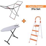 Kanat Crown Ütü Masası + Kanat Pro Çamaşır Kurutmalık + Rita Colorful Merdiven 3'lü Set