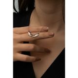 Kanat Kolye Siyah Nano Zirkon Taşlı Rose Gold Kaplama 925 Ayar Gümüş Uvps100499