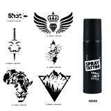 Kanat ve Vahşi Spray Tattoo Geçici Dövme Seti Dark Siyah Sprey