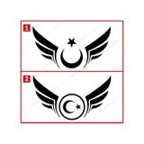 Kanatlı Ay Yıldız Türk Bayrağı Sticker Kanat Sticker Ay Yıldız