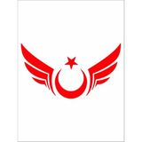 Kanatlı Türk Bayrağı Kırmızı Sticker Yapışkanlı Folyo Otomobil Stickerı - belirtilmemiş - Beyaz