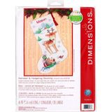 Kanaviçe "ren Geyiği ve Kirpi" Kişiselleştirilmiş Noel Çorap Seti, Beyaz 14 Adet Aida, 40 cm