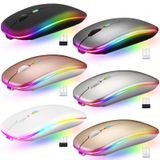 Kanayu 6'lı Paket LED Kablosuz Fare 2.4G Şarj Edilebilir Kablosuz Sessiz Fare Taşınabilir USB Optik Bilgisayar Faresi 3 Ayarlanabilir DPI Dizüstü Bilgisayar Faresi Dizüstü Bilgisayar Bilgisayar