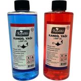 Kandillo Mavi Kırmızı Kokusuz Dumansız Kandil Yağı 250 ml İkili Set Renkli İç Mekan Yakıtı