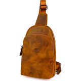 Kangaroo Kıngdom Hakiki Deri Crazy Horse Açık Taba Erkek Body Bag Sırt Çantası 8155-ZAT - 18cm x 29cm x 7cm
