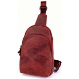Kangaroo Kıngdom Hakiki Deri Crazy Horse Vişne Unisex Body Bag Sırt Çantası 8155-ZV - 18cm x 29cm x 7cm