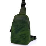 Kangaroo Kıngdom Hakiki Deri Crazy Horse Yeşil Unisex Body Bag Sırt Çantası 8155-ZY - 18cm x 29cm x 7cm - 374-Yeşil