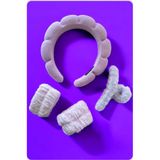 KANİNCHEN Kadın Mor Renk Spa Taç Mandal Toka Su Emici Havlu Bileklik Set