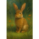 KANINCHEN NOTIZBUCH – Kariertes Schulheft 5x5 mm | 6x9 Zoll | 80 Seiten: Natürliche Illustration eines braunen Kaninchens im Grünen | Ideal für Schule, Studium und Alltag