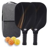 Kaniya Pickleball Kürek 2'li Set, Ergonomik Hem Erkekler hem de Kadınlar için Turşu Raketleri, Yeni Başlayanlar ve Yetişkinler için Hediye, Fiberglas Turşu Topu Kürek (Siyah)