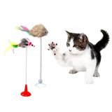 Kanji 2'li Vantuzlu Tüylü Fareli Kedi Oyuncağı Seti – Hareketli, Esneyen, Çanlı ve Etkileşimli Peluş Oyuncak