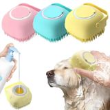 Kanji Silikon Evcil Hayvan Banyo Fırçası – Şampuan Hazneli Masaj Tarağı, Yumuşak Tırtıklı Temizleyici, Kedi ve Köpekler için Duş Scrubber Bakım Aksesuarı