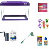 Kanki Pet 30 cm KP3018 Mor Renkli Kapaklı Akvaryum Hazır Set ( 9 Litre )