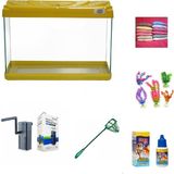 Kanki Pet 30 cm KP3018 Sarı Renkli Kapaklı Akvaryum Hazır Set ( 9 Litre )