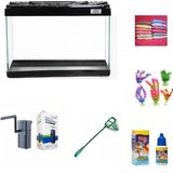 Kanki Pet 30 cm KP3018 Siyah Renkli Kapaklı Akvaryum Hazır Set ( 9 Litre )