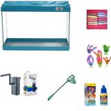 Kanki Pet 30 cm KP3018 Turkuaz Renkli Kapaklı Akvaryum Hazır Set ( 9 Litre )