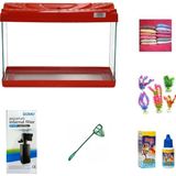 Kanki Pet 35 cm KP3518 Kırmızı Renkli Kapaklı Akvaryum Hazır Set ( 12 Litre )