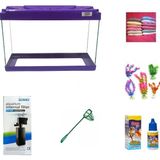 Kanki Pet 35 cm KP3518 Mor Renkli Kapaklı Akvaryum Hazır Set ( 12 Litre )
