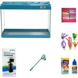 Kanki Pet 35 cm KP3518 Turkuaz Renkli Kapaklı Akvaryum Hazır Set ( 12 Litre )