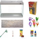 Kanki Pet 50 cm KP5018 Beyaz Renkli Kapaklı Akvaryum Hazır Set ( 26 Litre )