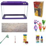 Kanki Pet 50 Cm KP5018 Mor Renkli Kapaklı Akvaryum Hazır Set ( 26 Litre )