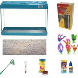 Kanki Pet 50 cm KP5018 Turkuaz Renkli Kapaklı Akvaryum Hazır Set ( 26 Litre ) - Mavi