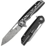 KANSEPT Shard | Siyah Beyaz Nebula Karbon Fiber Sap | Damascus Çelik Çakı | K1006C3