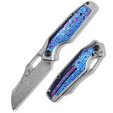 KANSEPT Tuckamore | Başparmak Delikli | Bıçak Titanyum ve Timascus Sap | Damascus Çelik Çakı | Timascus Klipsli | K1052A7