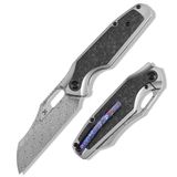 KANSEPT Tuckamore | Başparmak Delikli | Titanyum ve Parçalanmış Karbon Fiber Sap | Timascus Kemer Klips | Damascus Çelik Çakı | K1052A5