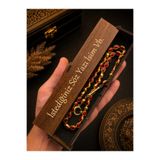 KANUNİ TESBİH Gold Tasarım Kırmızı Mine İşlemeli Şık Metal Tesbih,Ahşap Kutulu Tesbih