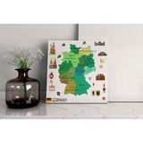 Kanvas Almanya Haritası Renkli Illüstrasyonlu - Ev ve Ofis Dekorasyonu - Coğrafya Dekorasyonu 40X35 cm - Beyaz