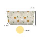Kanvas Bez Kalemlik, Kalem Kutusu, Cüzdan, Körüklü, Iç Astarlı, 21X10X6CM (Portakal) - standart