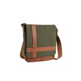 Kanvas Çapraz Çanta 26x29x7 cm, Kapaklı Messenger Omuz Çantası, Ön ve Arka Fermuarlı Cepli, Telefon/Not Defteri Hızlı Erişim Gözü, Ayarlanabilir Askılı Postacı Çantası (Haki)