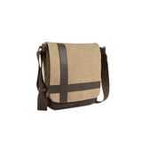 Kanvas Çapraz Çanta 26x29x7 cm, Kapaklı Messenger Omuz Çantası, Ön ve Arka Fermuarlı Cepli, Telefon/Not Defteri Hızlı Erişim Gözü, Ayarlanabilir Askılı Postacı Çantası