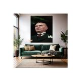 Kanvas Dikey Duvar Tablosu Kanvas Atatürk Portre Renkli Ev Ofis Salon Modern Duvar Tablosu