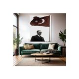Kanvas Dikey Duvar Tablosu Kanvas Atatürk ve Bayrak Ev Ofis Salon Modern Duvar Tablosu