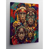 Kanvas Tablo Afrika Maskeleri Sanatı