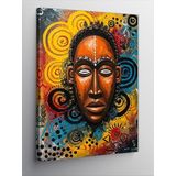 Kanvas Tablo Afrika Maskesi Çizimi, 70 x 100