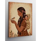 Kanvas Tablo Anne Ve Çocuk Kuş Temalı, 70 x 100