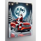 Kanvas Tablo Araba Üzerinde Noel Baba, 70 x 100