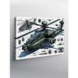 Kanvas Tablo Askeri Helikopter Çizimi