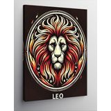 Kanvas Tablo Aslan ve "Leo" Burcu Simgesi, 50 x 70