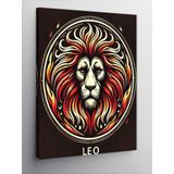 Kanvas Tablo Aslan ve "Leo" Burcu Simgesi