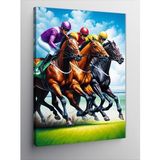 Kanvas Tablo At Yarışı Ve Jockeyler